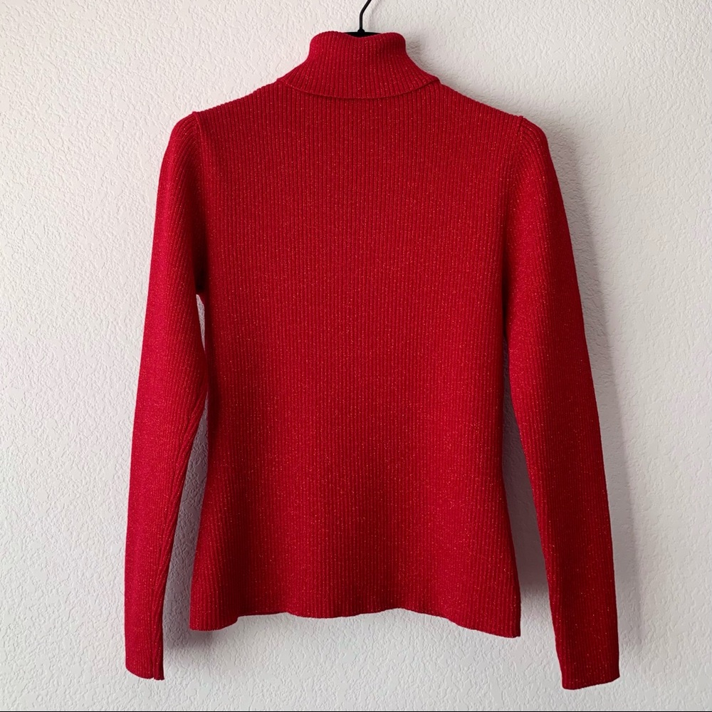 Red glitter turtleneck sweater